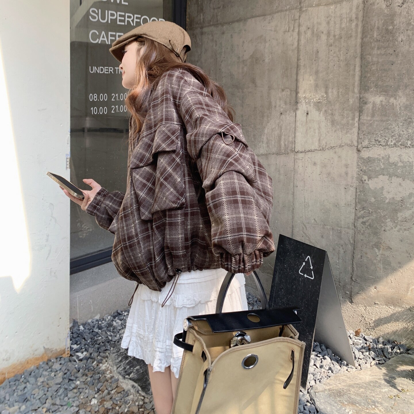 【现货】格纹连帽休闲外套8115-P175-K248,女装短外套,浙宝189