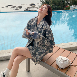 新中式风高级感提花套装女2025年春季新款小个子减龄短裙两件套图片
