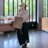 法式无袖波点上衣套装女夏季2025新款温柔风穿搭减龄阔腿裤两件套，商品下架区，浙宝189