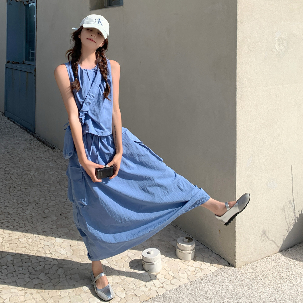 【现货】背心工装裙包包三件套7109-P155-K218，女装连衣裙，浙宝189