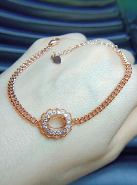 S925纯银手链椭圆形6*8