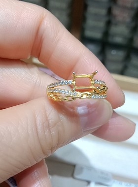 S925银戒指空托长方4*6mm