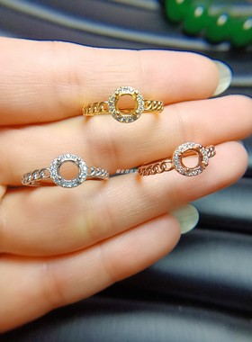 女925银戒指空托圆形5*5