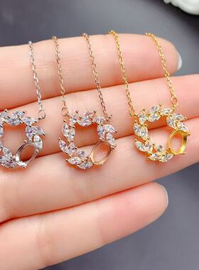 S925银链牌空托椭圆5*7mm