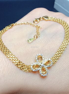 S925纯银花朵手链3*4mm