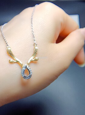 S925银锁骨链空托水滴形4*6mm