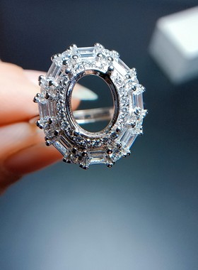 S925银戒指空托椭圆形7*9mm