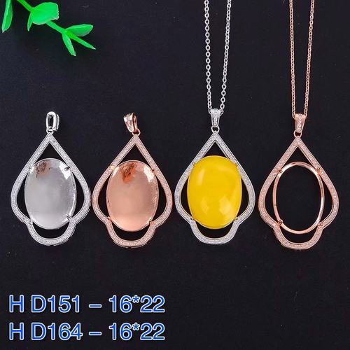 纯银18k白金玫瑰金空托吊坠