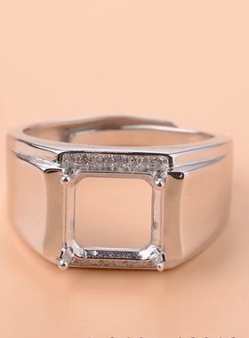 精工纯银镀18k白金男戒