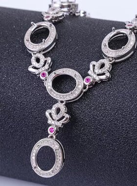 精工纯银镀18k白金空托