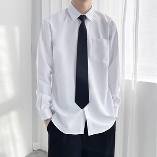 校园风白色长袖衬衫男女宽松情侣套装韩版潮流学生毕业照班服