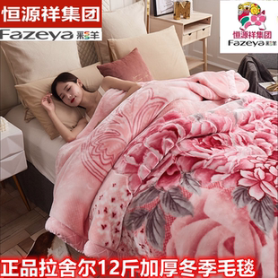 恒源祥集团毛毯双层拉舍尔12斤加厚冬季被子珊瑚绒彩羊绒铺盖毯子