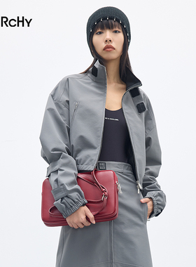 LARCHY来尔佳昵2025秋装立领净色夹克