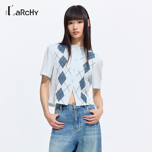 LARCHY来尔佳昵2026夏款拼色短袖小衫