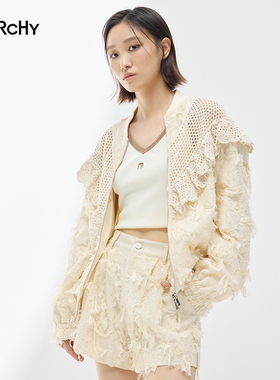 LARCHY来尔佳昵2025春装圆领提花棒球外套