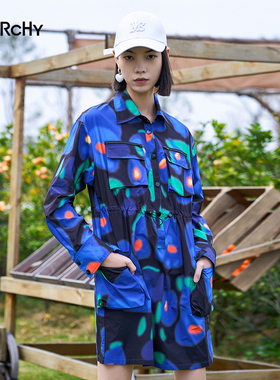 LARCHY来尔佳昵2024春装翻领工装连衣裙