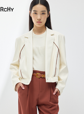 LARCHY来尔佳昵2025春装翻领撞色条夹克