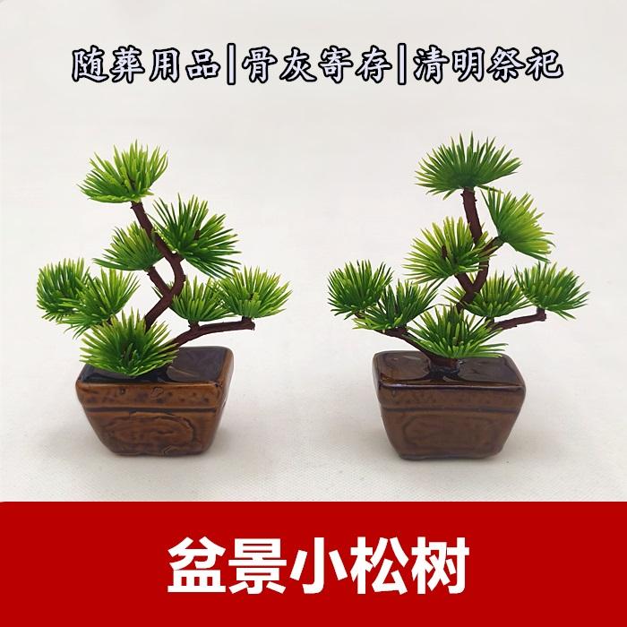 寿松摆件骨灰盒前摆放寓意吉祥