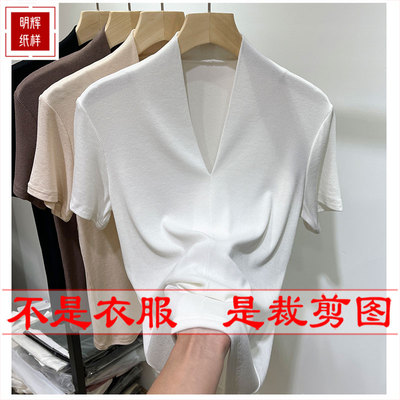 明辉纸样新款夏服装样板女t恤弹力小衫牛皮纸缝纫设计图纸22096