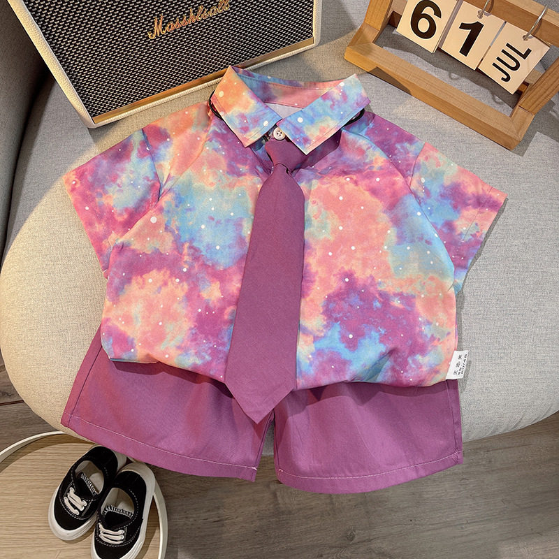 男童衬衫夏季款2025新款儿童衬衣小男孩宝宝开衫短袖上衣薄款休闲