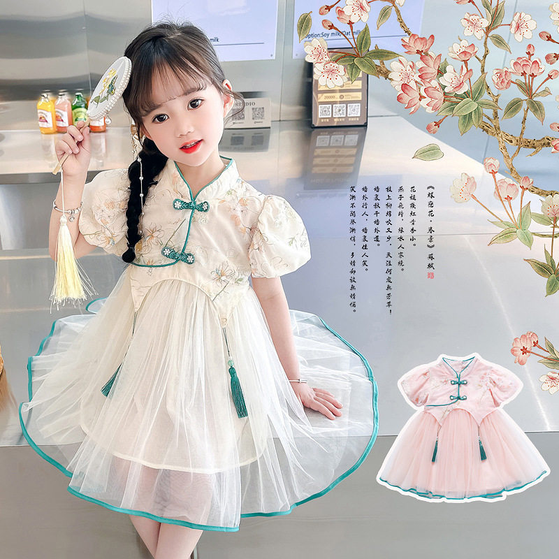 女童复古连衣裙夏季儿童网红公主裙2024新款洋气时髦女宝宝纱裙潮,童装/婴儿装/亲子装,汉服,淘宝优惠券,粉丝福利购,淘宝优惠卷