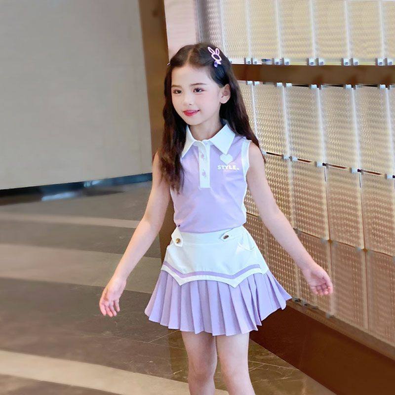 女童夏装套装夏款2024新款洋气小女孩公主裙夏季儿童无袖背心套裙