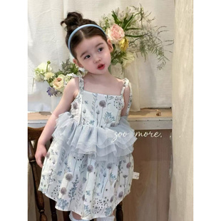 尼卓童品苏沫夏款碎花吊带裙连衣裙女宝婴童韩版甜美可爱公主裙
