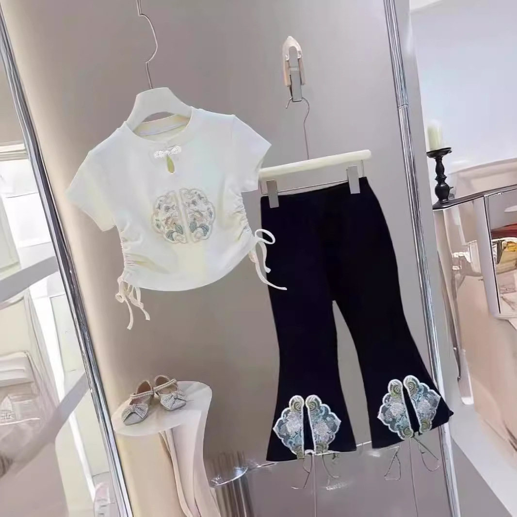 女童新中式夏装套装2024新款中大童短袖夏季宝宝国风潮洋气两件套