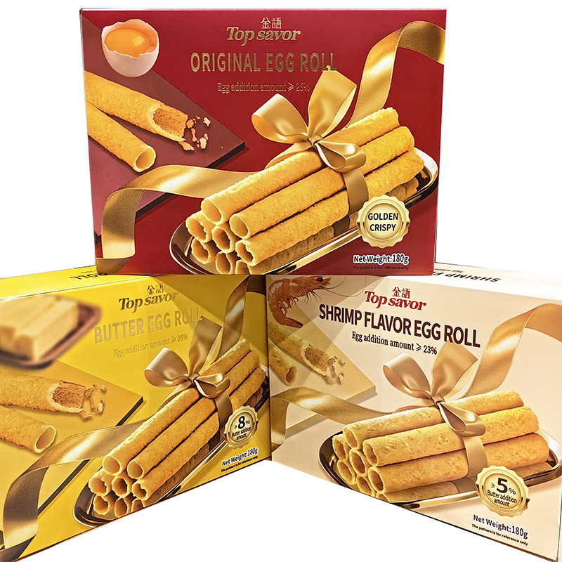 金语原味鸡蛋卷180克*2盒虾仁风味蛋卷黄油鸡蛋卷休闲零食