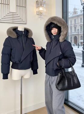 高级感2026冬季新款毛领羽绒棉服女小个子短款连帽显瘦棉袄厚外套