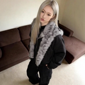 极地狼王座山雕假两件棉服女冬季 厚保暖外套夹克棉衣情侣棉袄 新款