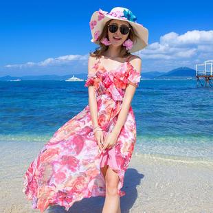 沙滩外套雪纺连衣裙女夏海边旅游度假超仙波西米亚碎花长裙子花裙