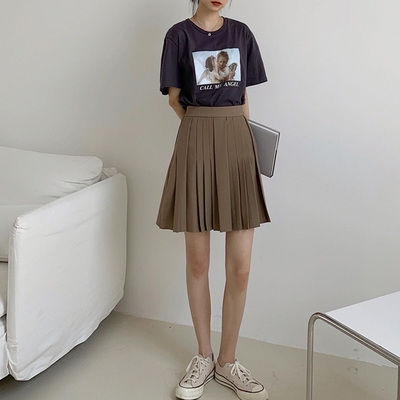 咖色百褶裙搭配西装设计感小众a