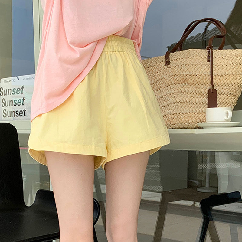 鹅黄色短裤夏日多巴胺裤子元气少女高腰a字裤小个子奶油黄阔腿裤,女装/女士精品,休闲裤,淘宝优惠券,粉丝福利购,淘宝优惠卷