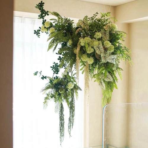 仿真绿植森系垂吊空中吊挂餐厅酒店橱窗天花板民宿悬浮装饰假绿植