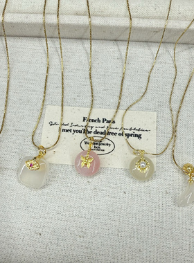 天然盐源玛瑙平安扣吊坠太钢项链女款轻奢小众设计感锁骨链颈链