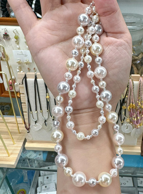 施家曼塔玫瑰紫色小米粒珍珠项链女妈妈款轻奢小众锁骨链气质颈链