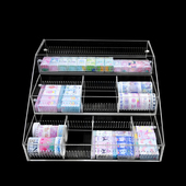 亚克力橡皮胶带分格子收纳架大小桌面收纳文具化妆品杂物阶梯架子