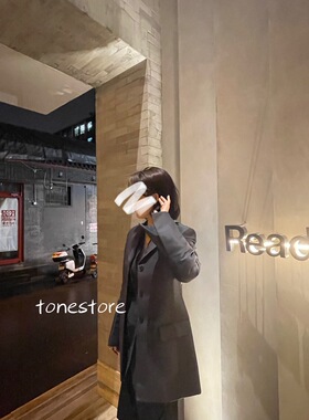 现货 LOW CLASSIC韩国品牌21秋冬 丝质羊毛三粒扣修身西服外套