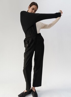 现货清仓 韩国设计师品牌MOONTAN腰部不规则弹力腰围西裤休闲裤