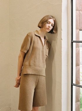 现货清仓 韩国设计师品牌maison marais针织polo短袖上衣/短裤