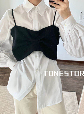 【现货清仓】韩国品牌RECTO灯笼袖纯色廓形袖长袖衬衫 两色