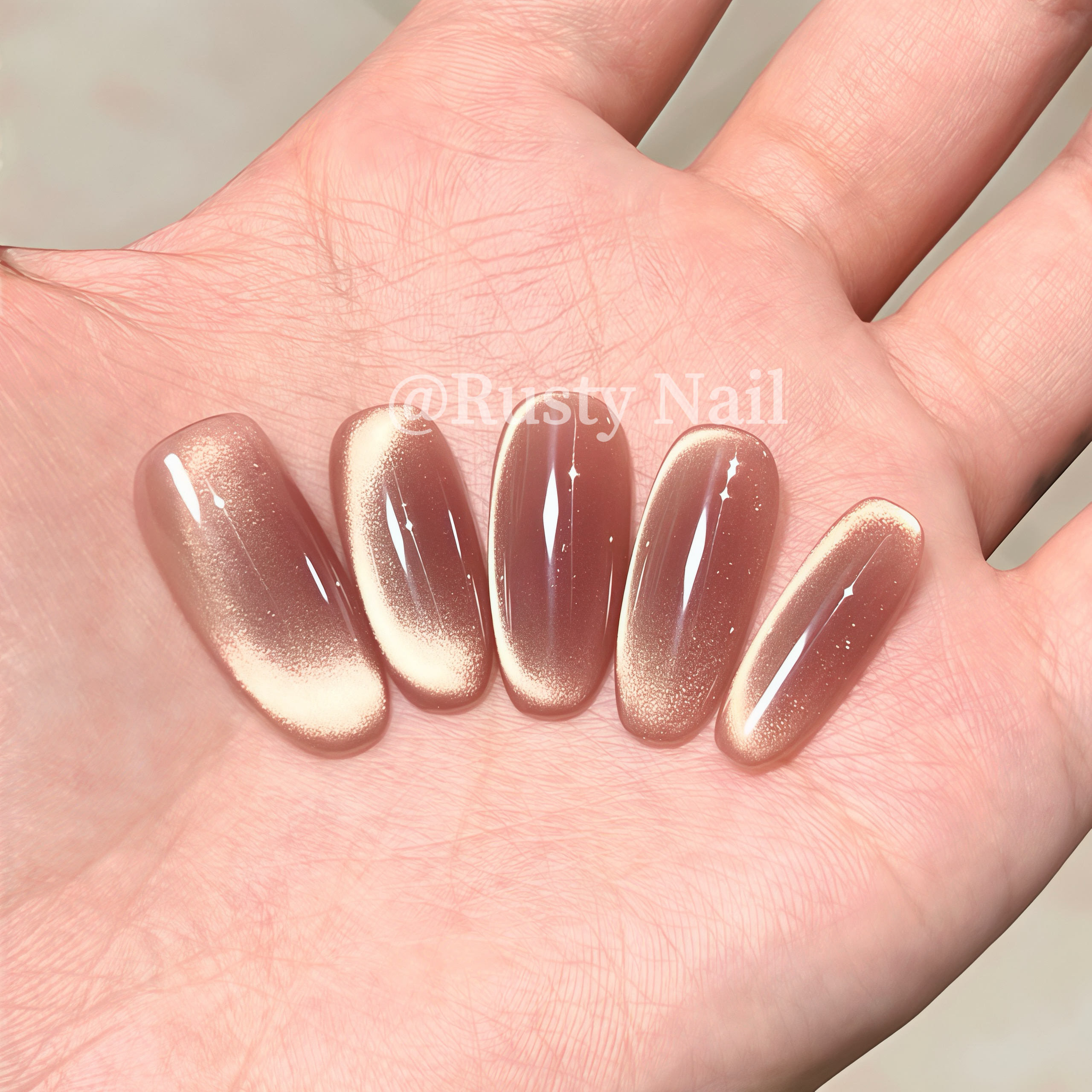 高级感温柔气质猫眼纯手工穿戴甲