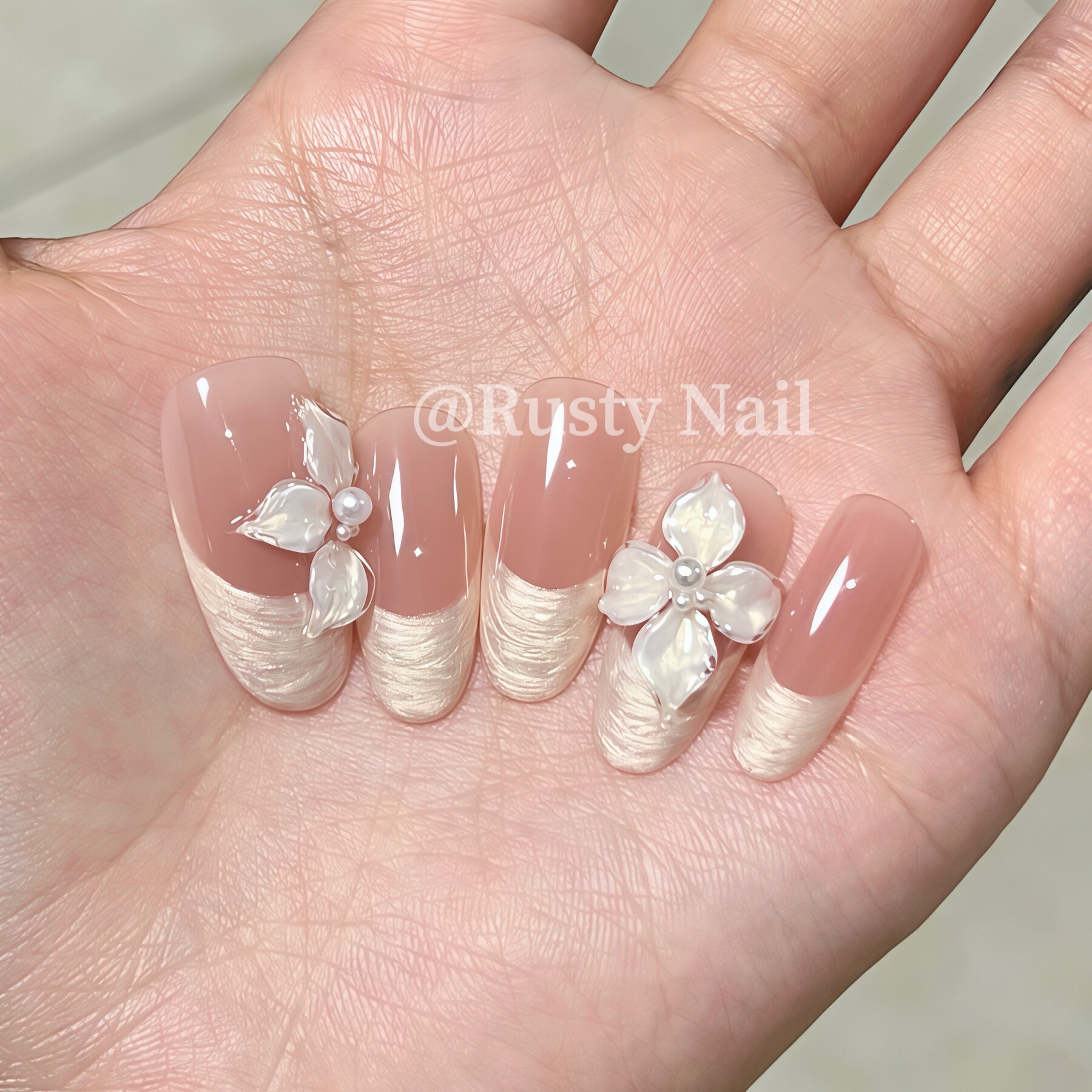 【玉簪含露】国风法式雕花手工穿戴甲新娘高级感裸色美甲贴片AB款