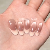 冰透裸色腮红法式 桃之夭夭 猫眼手工穿戴甲嬛嬛甘露寺美甲贴片