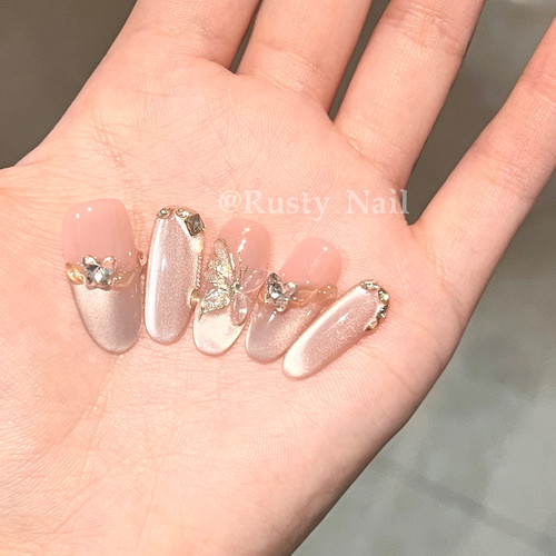 超仙纯欲轻奢蝴蝶猫眼手工穿戴甲