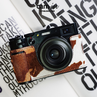 cam 富士x100vi保护套马毛系列豹纹皮套奶牛纹半套手柄底座壳