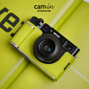 cam in富士x100vi保护套真皮手掌纹半套银色铝合金底座壳六代皮套