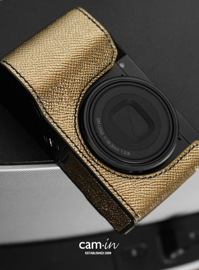 cam·in理光gr4半包保护套手掌纹皮系列不挡闪光灯快速换电池半套