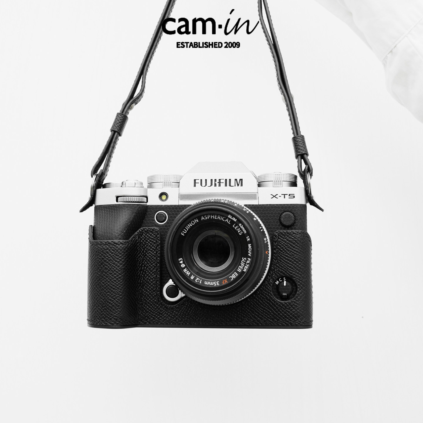 cam-in 新品富士XT5半套手工保护套真皮相机包手掌纹皮套底座配件